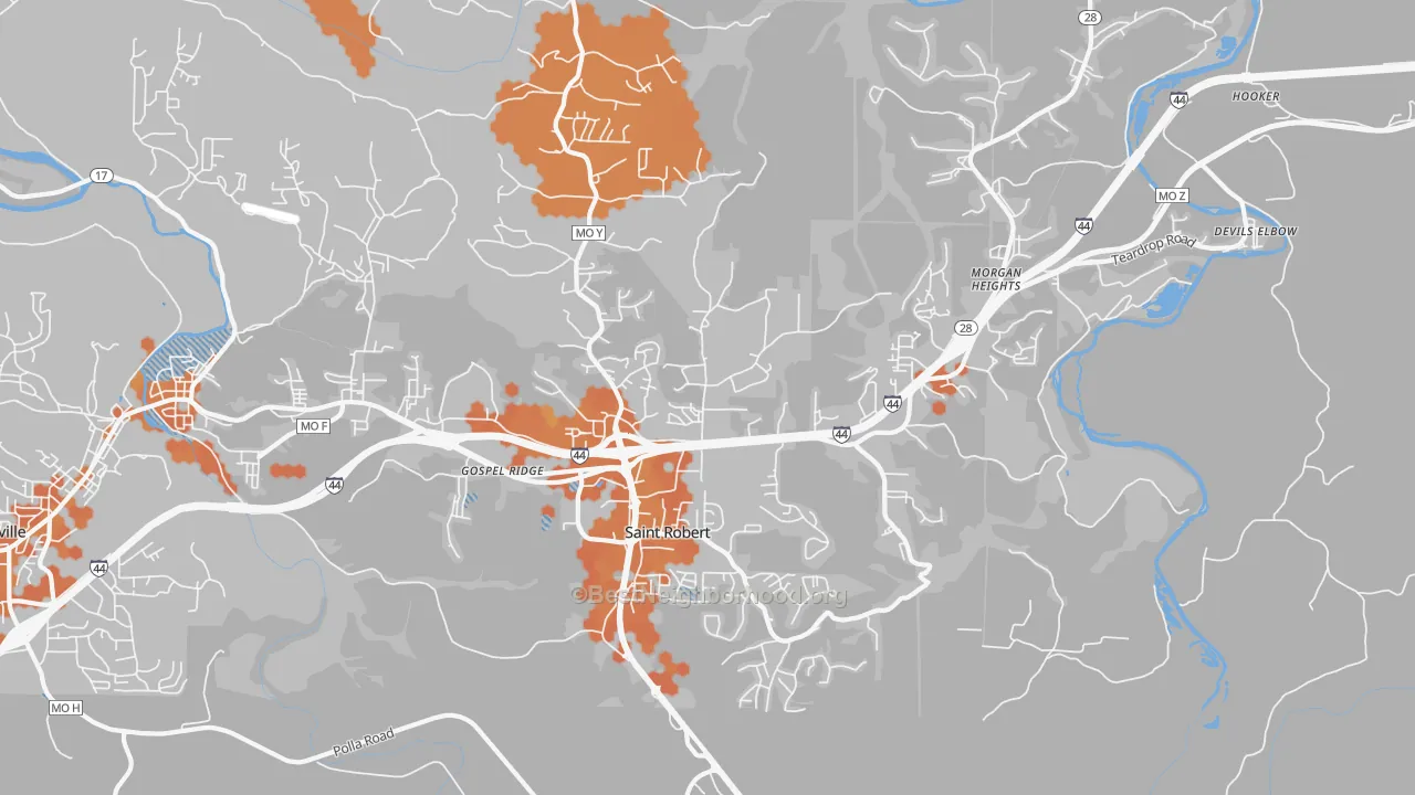 Bike Grade map of 65584, MO