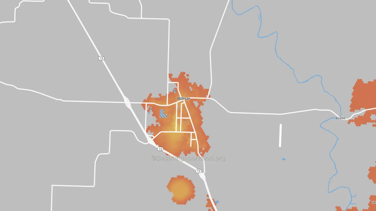 Bike Grade map of 65613, MO
