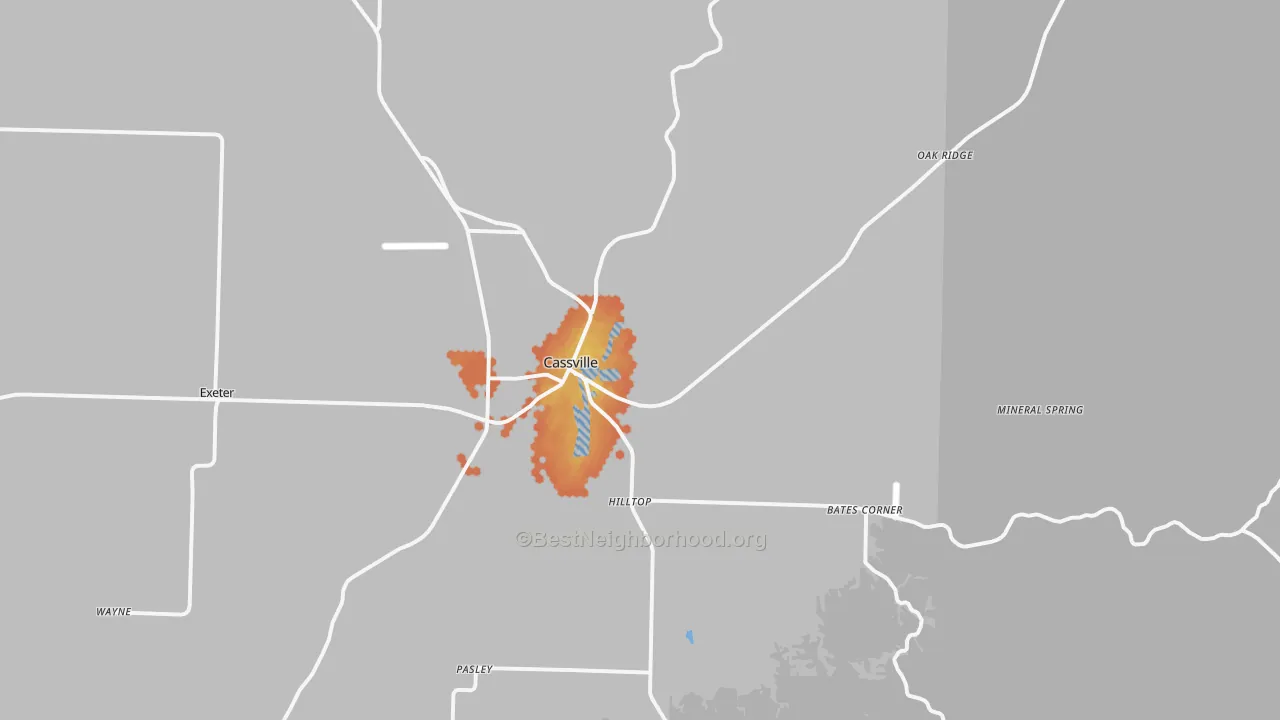 Bike Grade map of 65625, MO