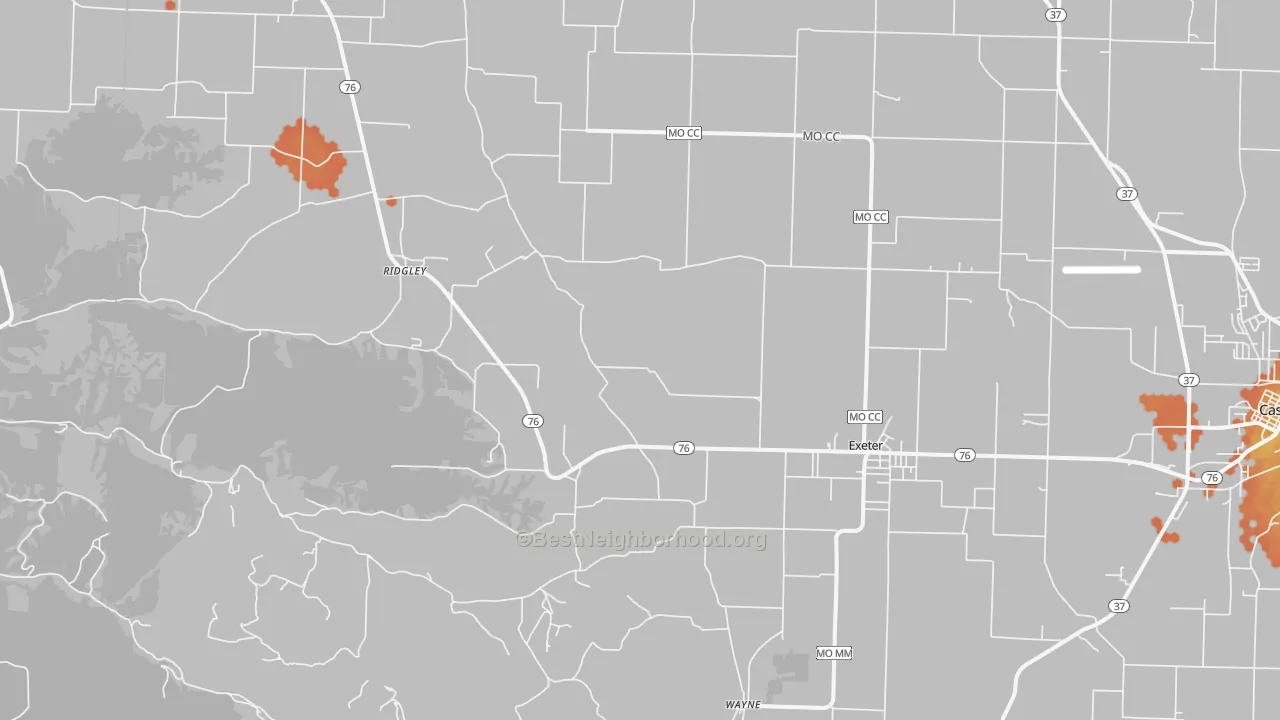 Bike Grade map of 65647, MO