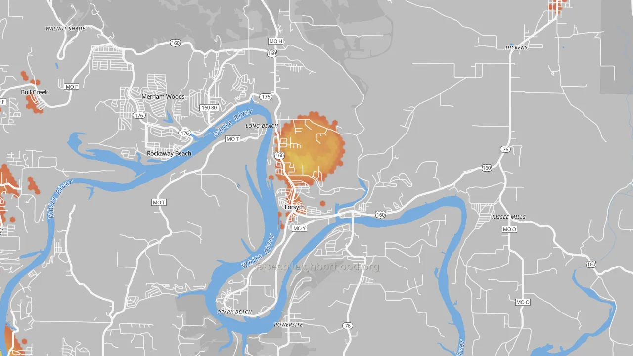 Bike Grade map of 65653, MO