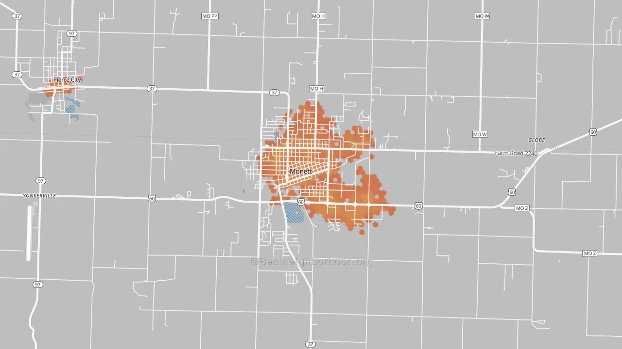 Bike Grade map of 65708, MO