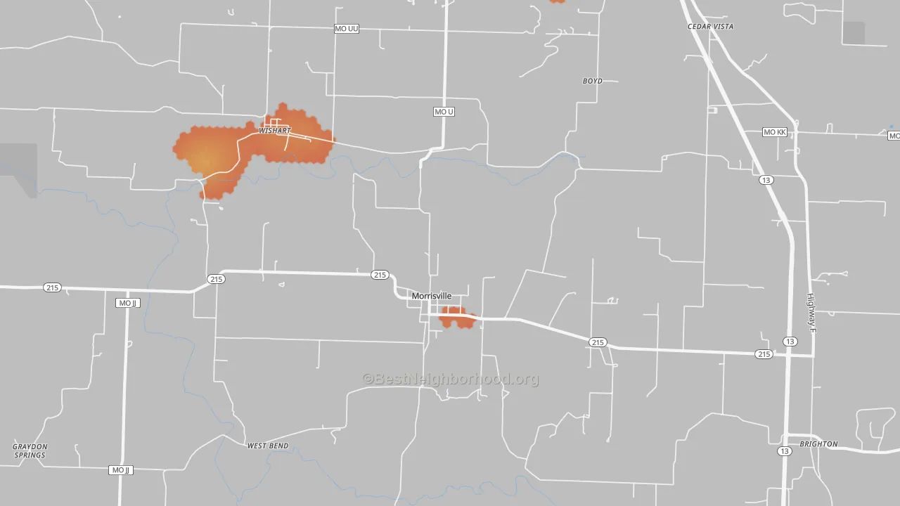 Bike Grade map of 65710, MO