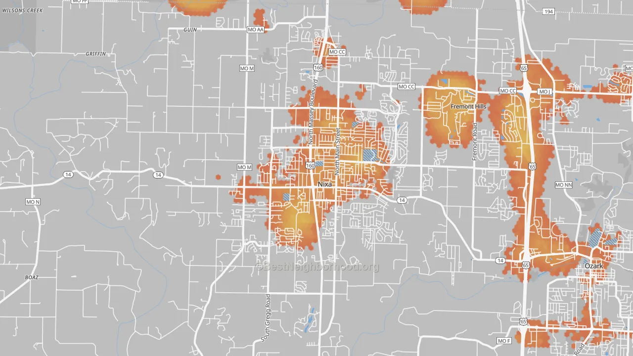 Bike Grade map of 65714, MO