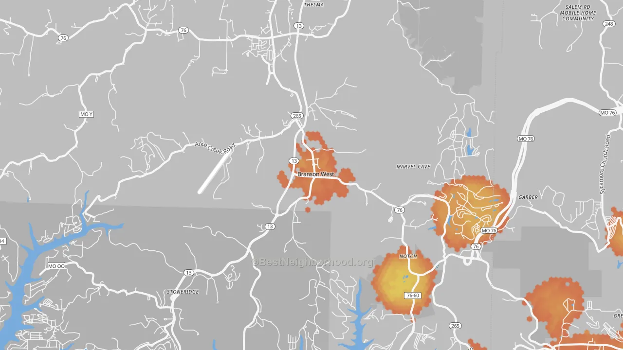 Bike Grade map of 65737, MO