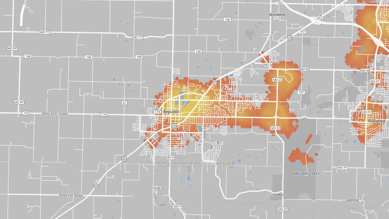 Bike Grade map of 65738, MO