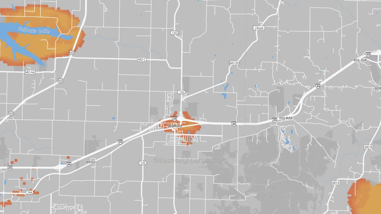 Bike Grade map of 65757, MO