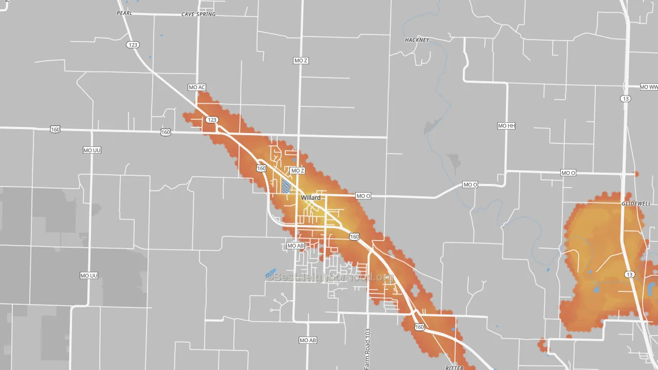 Bike Grade map of 65781, MO