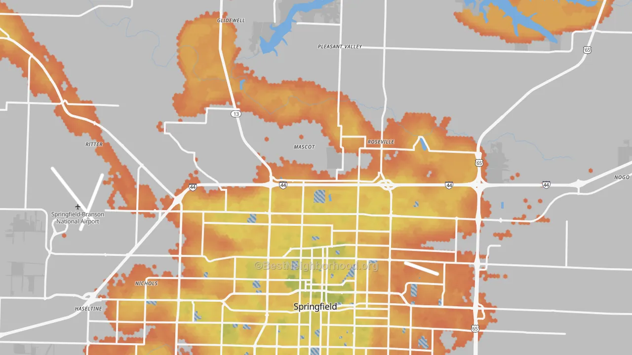 Bike Grade map of 65803, MO
