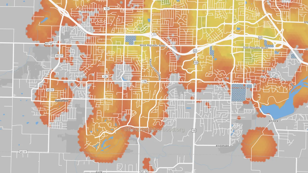 Bike Grade map of 65810, MO