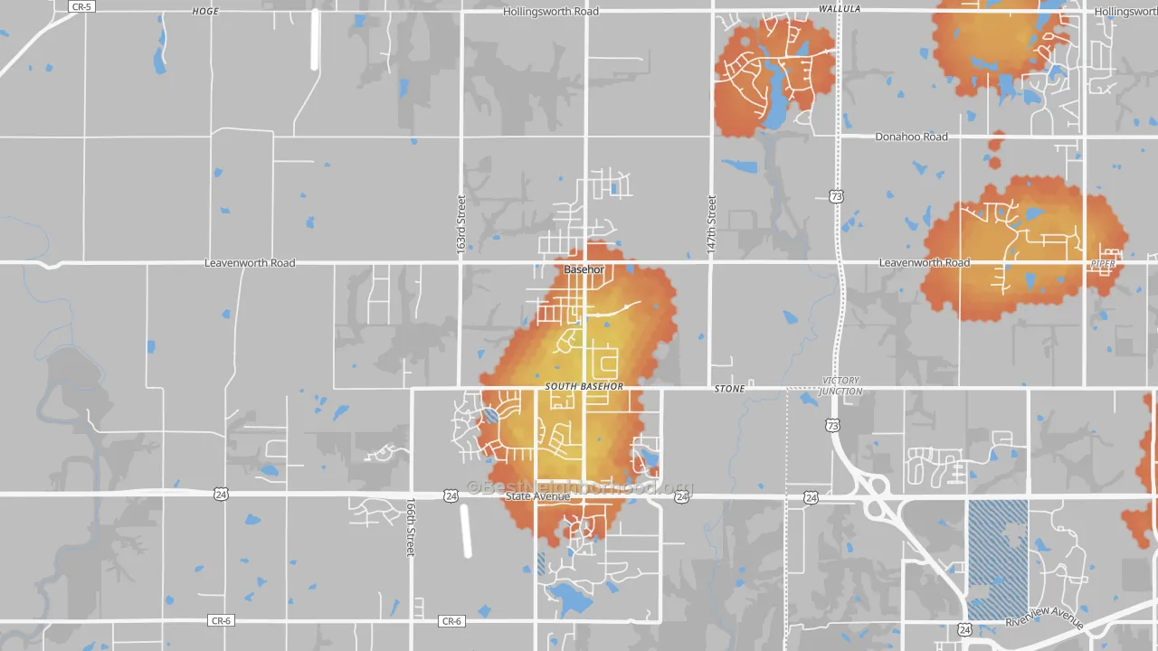 Bike Grade map of 66007, KS