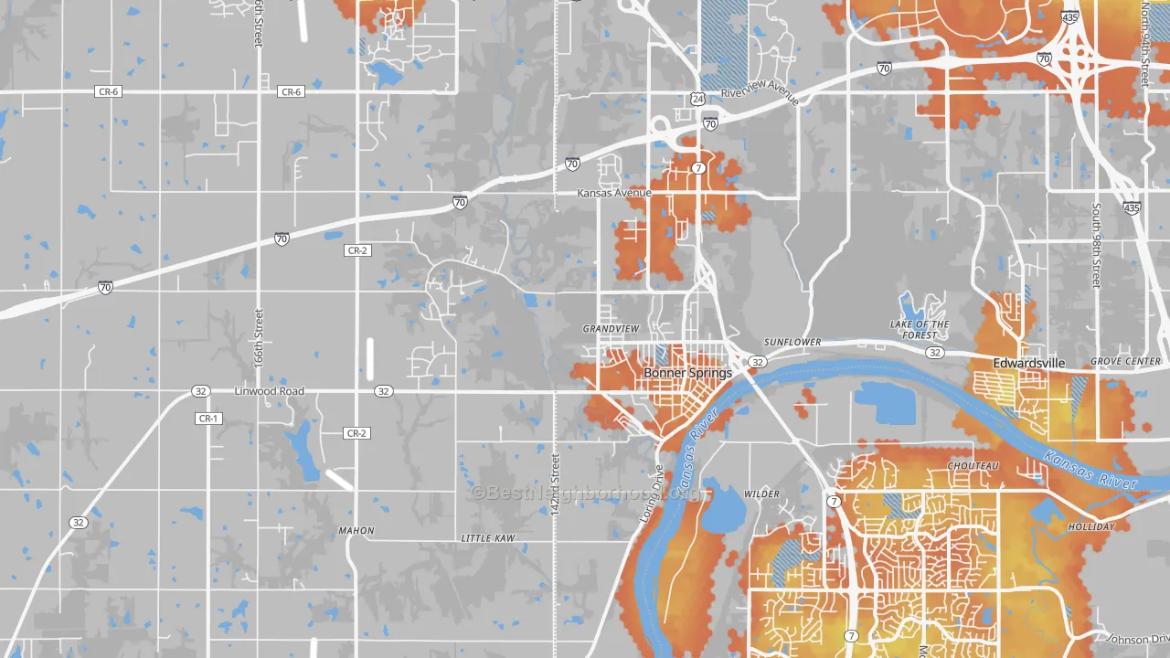 Bike Grade map of 66012, KS