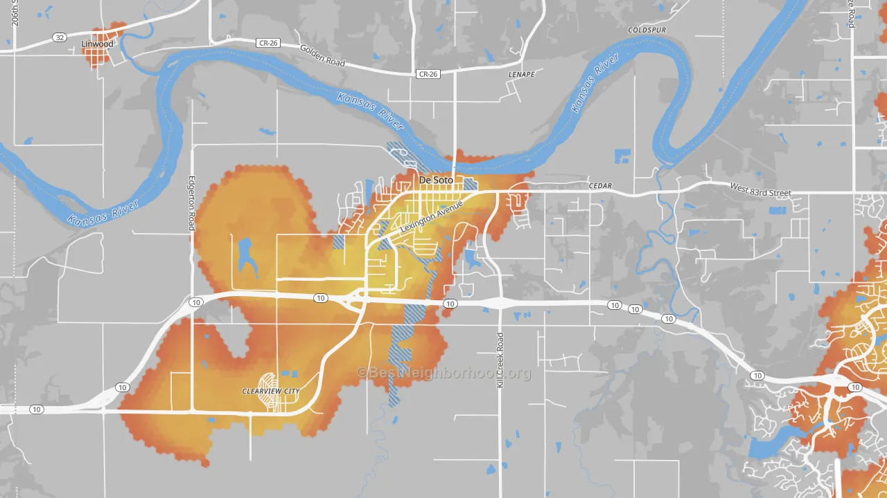 Bike Grade map of 66018, KS