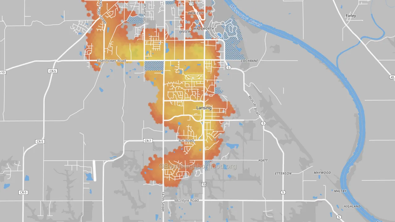 Bike Grade map of 66043, KS