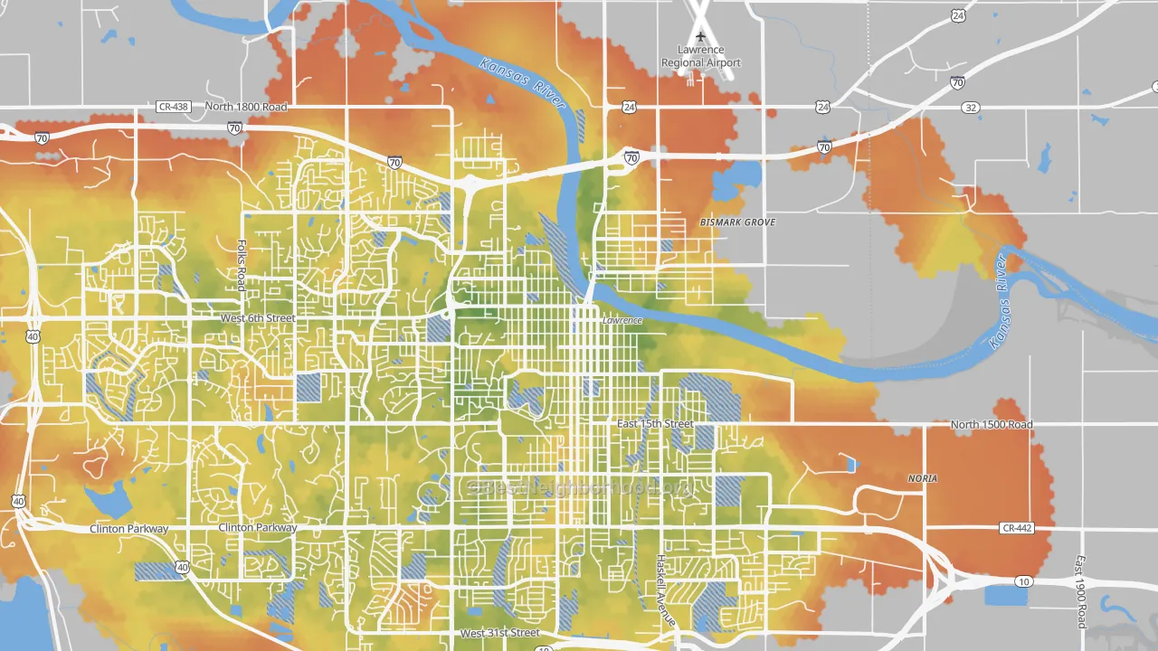 Bike Grade map of 66044, KS