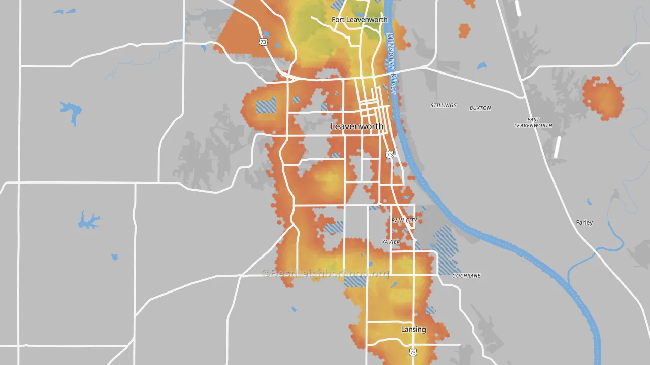Bike Grade map of 66048, KS