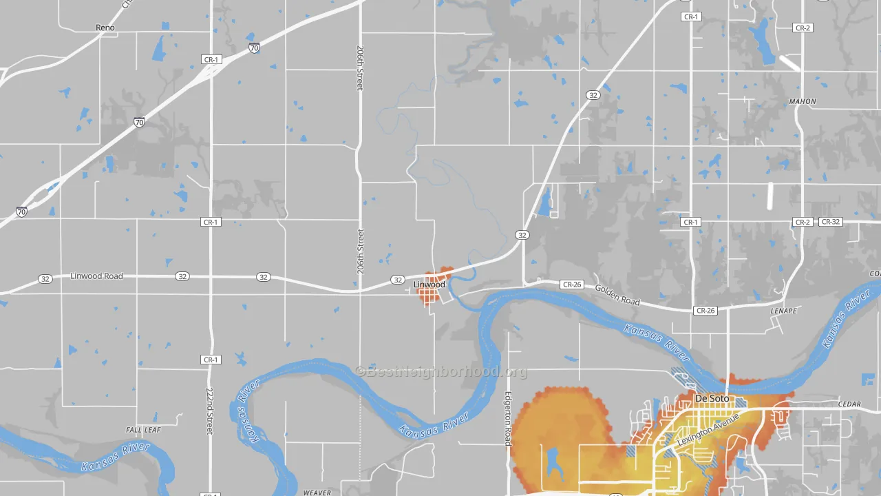 Bike Grade map of 66052, KS