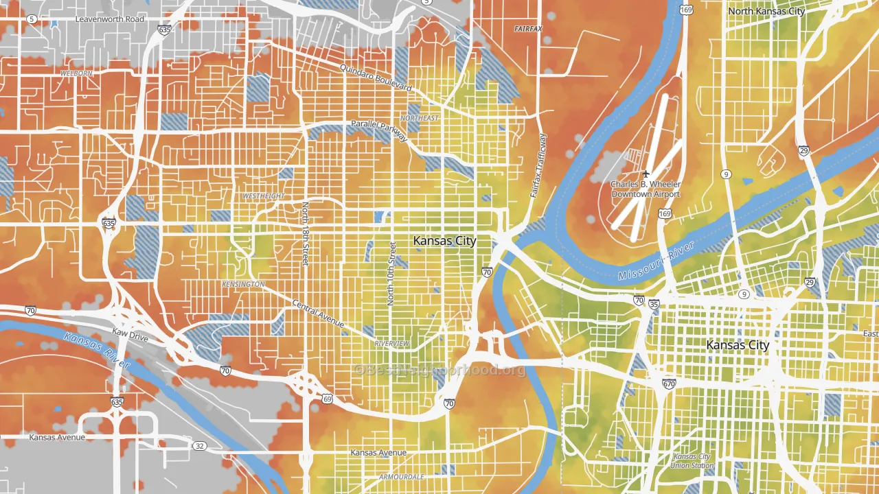 Bike Grade map of 66101, KS