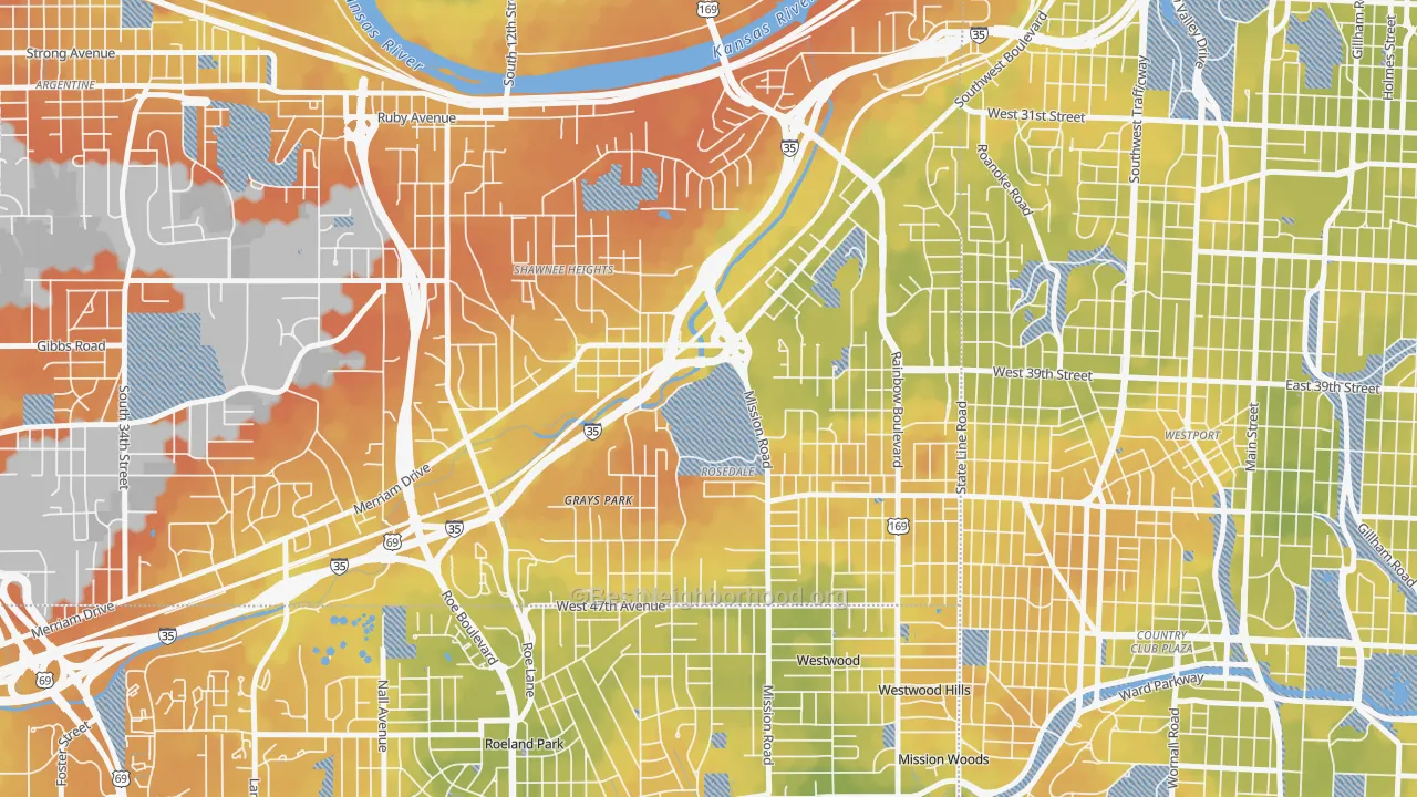 Bike Grade map of 66103, KS
