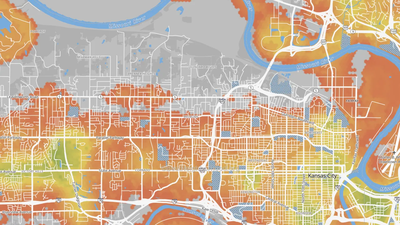 Bike Grade map of 66104, KS