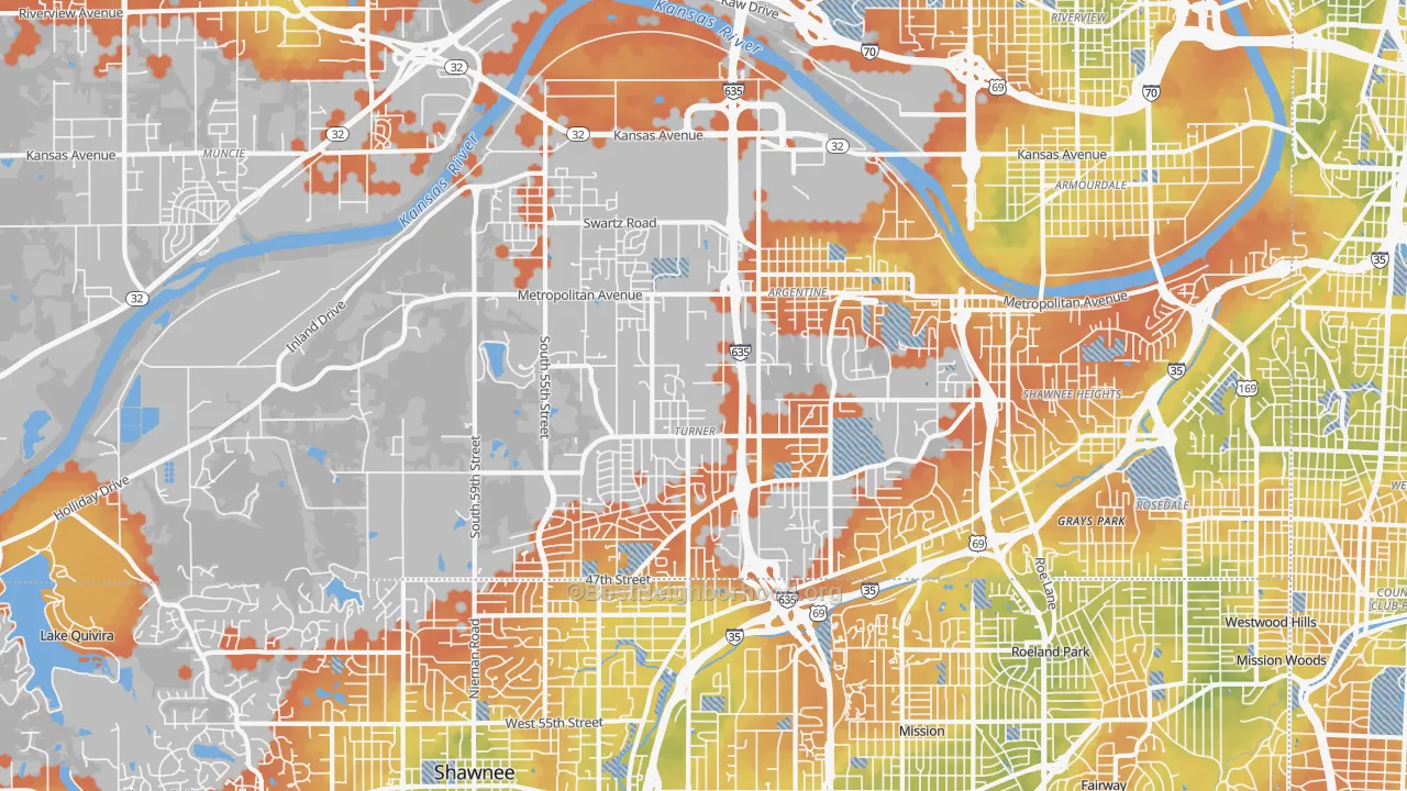 Bike Grade map of 66106, KS