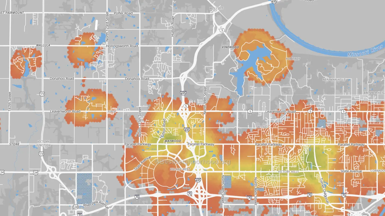 Bike Grade map of 66109, KS