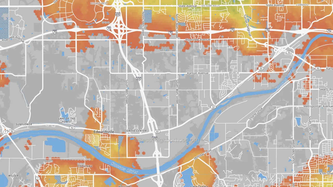 Bike Grade map of 66111, KS