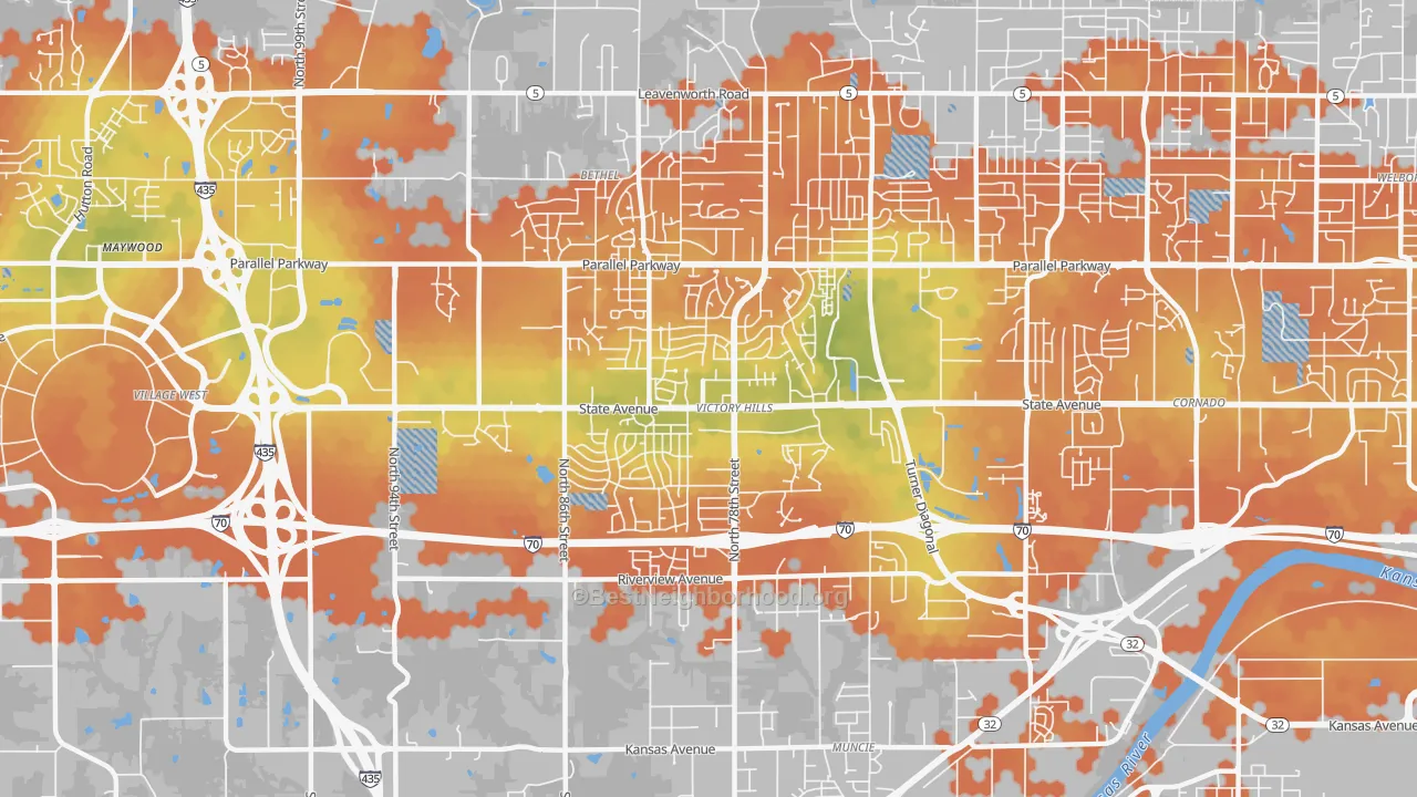 Bike Grade map of 66112, KS