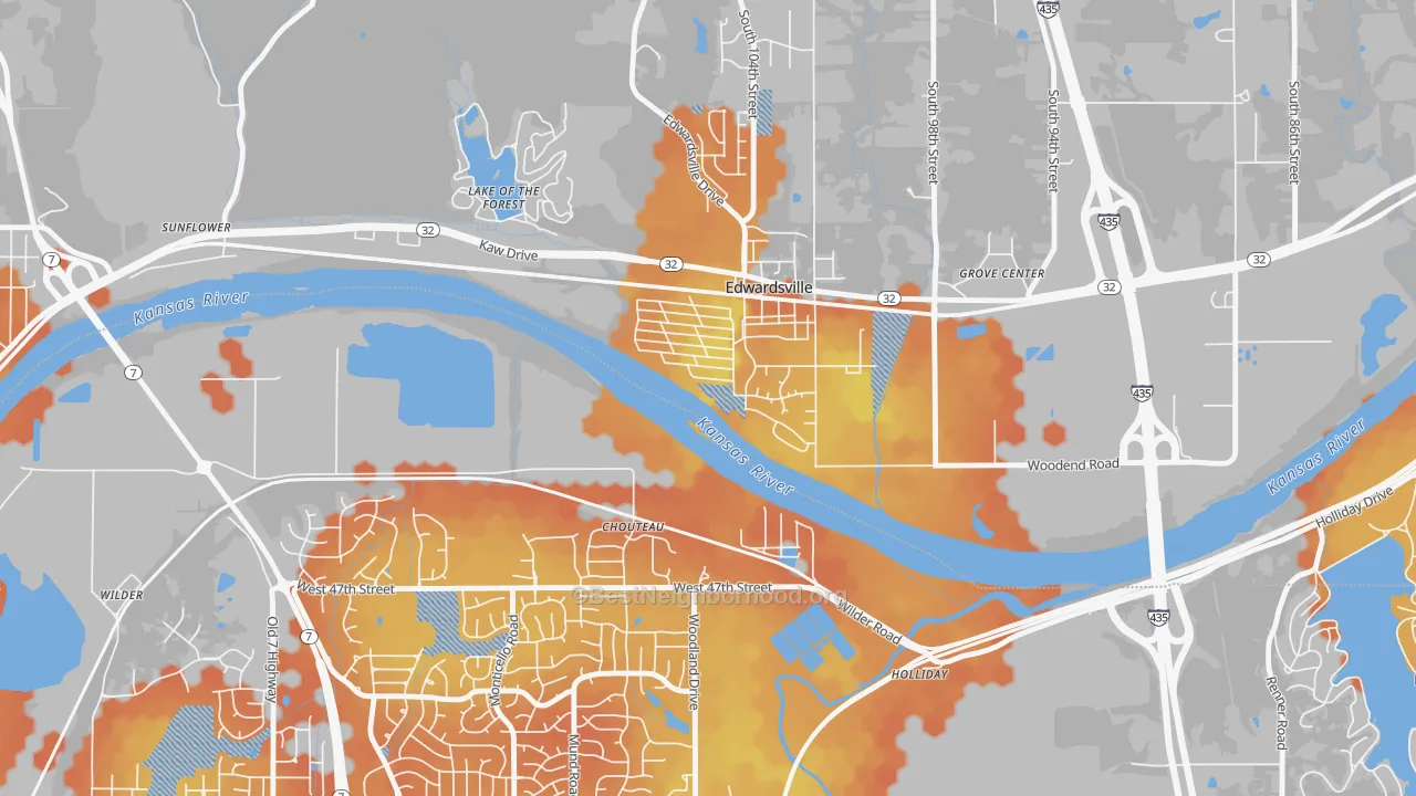Bike Grade map of 66113, KS