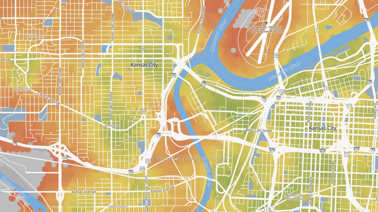 Bike Grade map of 66118, KS