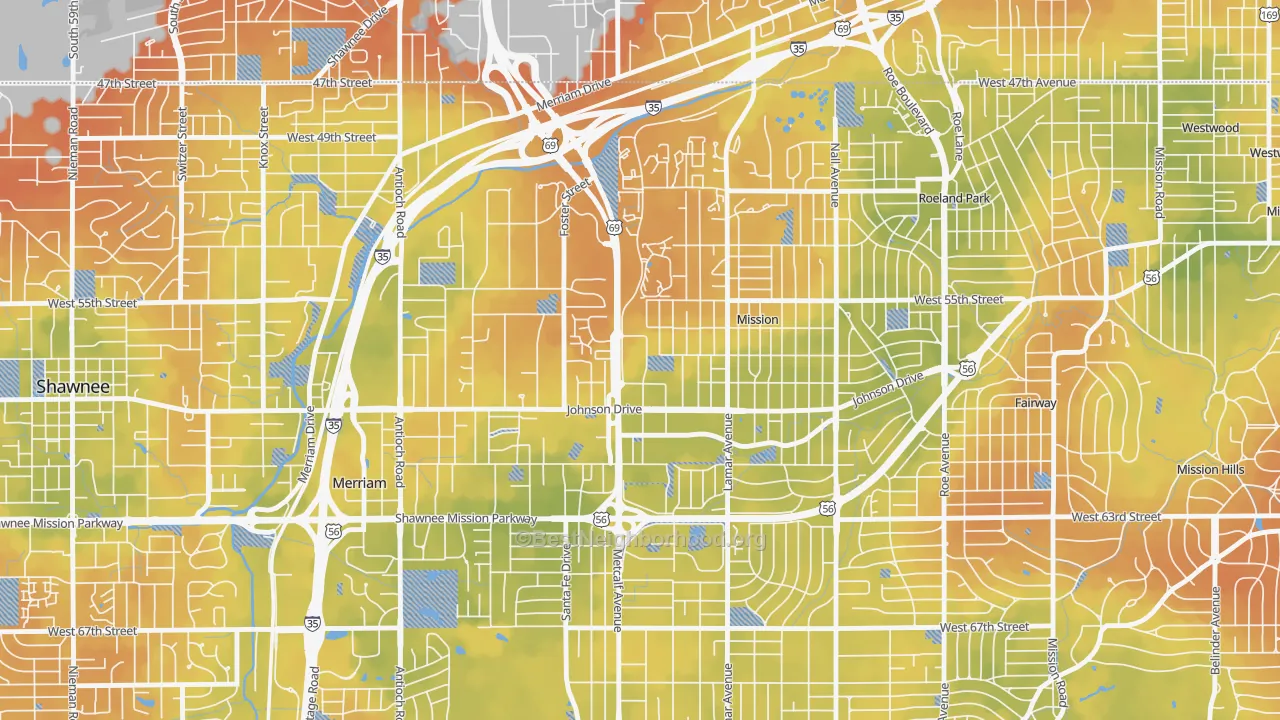 Bike Grade map of 66202, KS