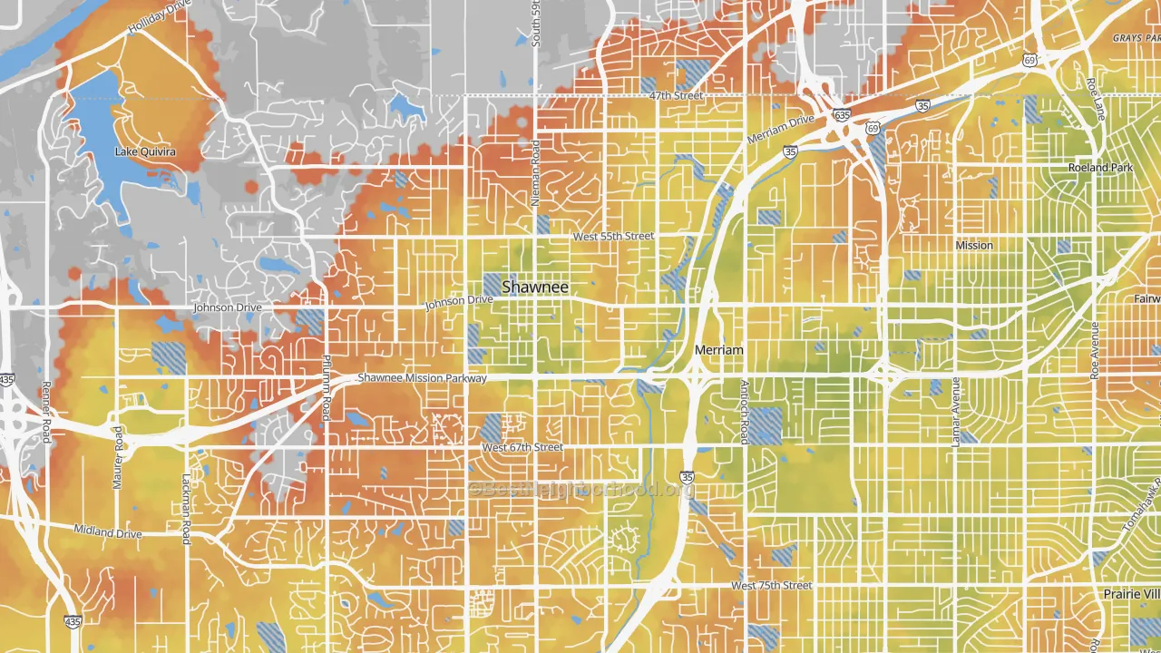 Bike Grade map of 66203, KS