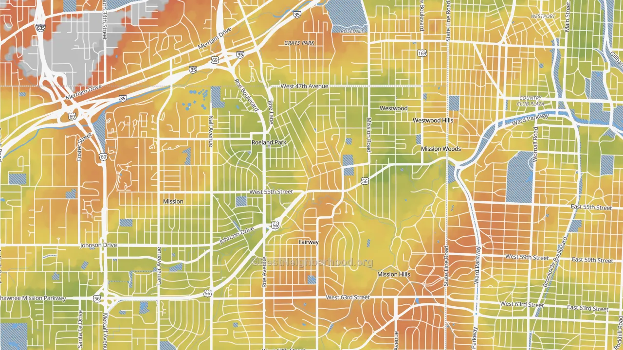 Bike Grade map of 66205, KS