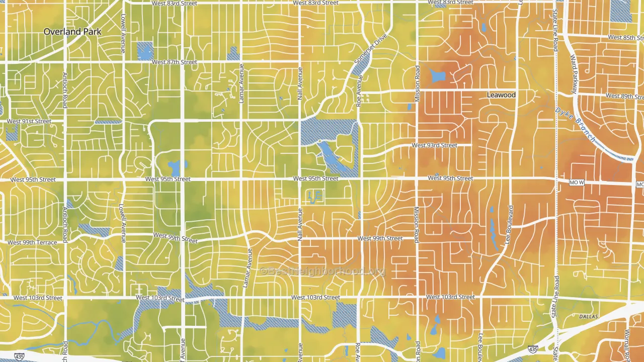 Bike Grade map of 66207, KS