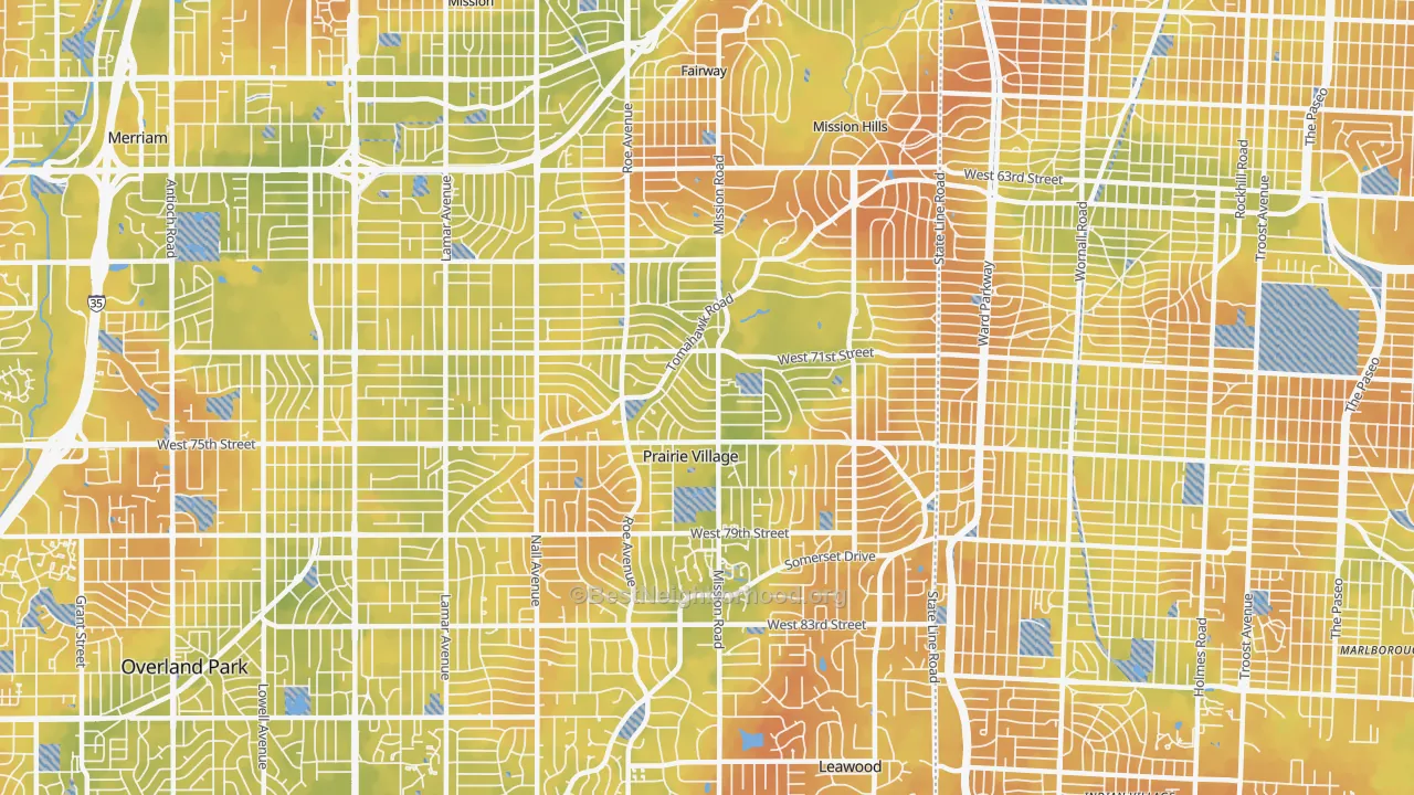 Bike Grade map of 66208, KS