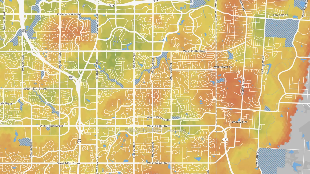 Bike Grade map of 66209, KS