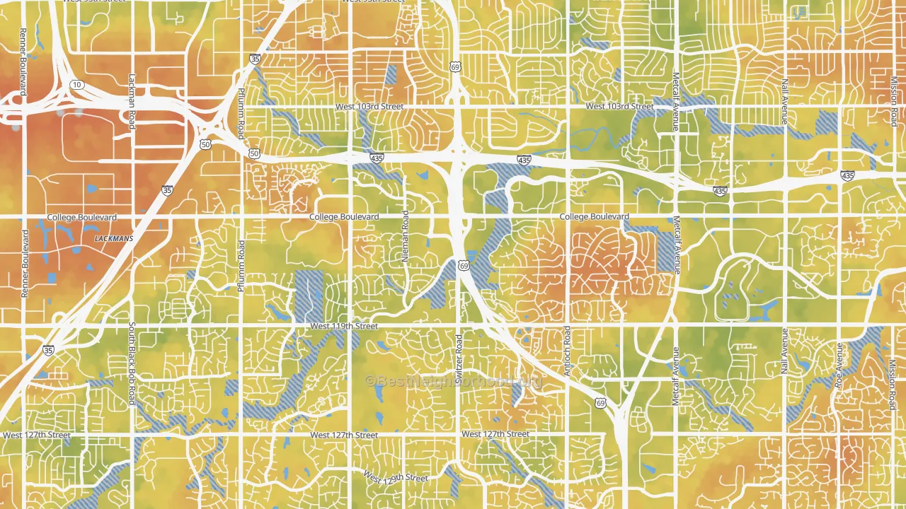 Bike Grade map of 66210, KS