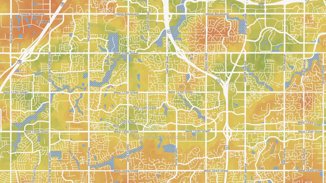 Bike Grade map of 66213, KS