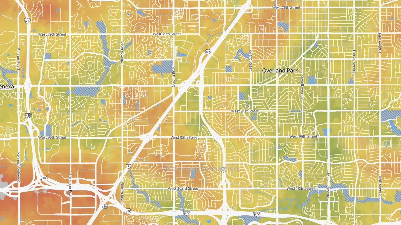 Bike Grade map of 66214, KS