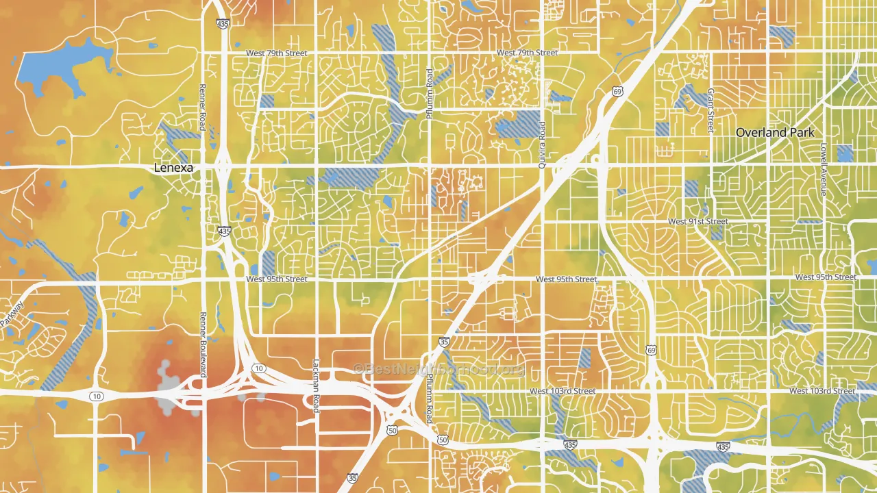 Bike Grade map of 66215, KS