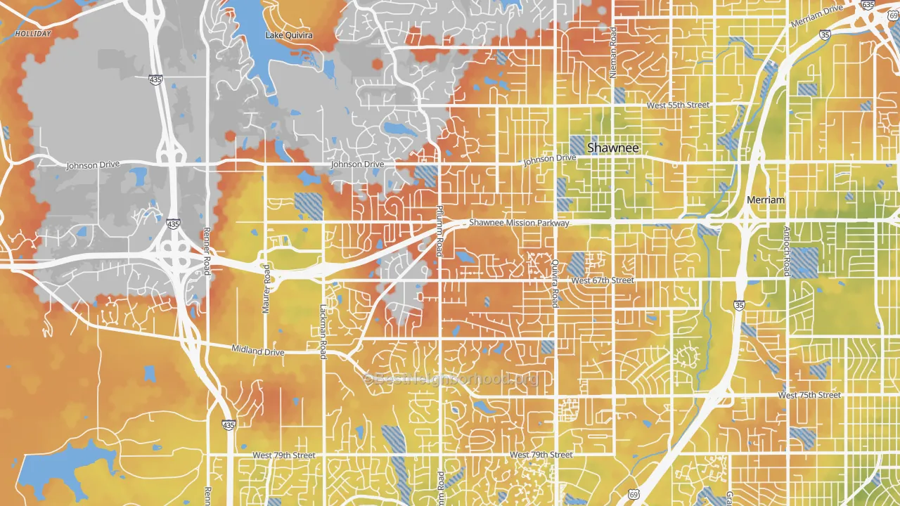 Bike Grade map of 66216, KS