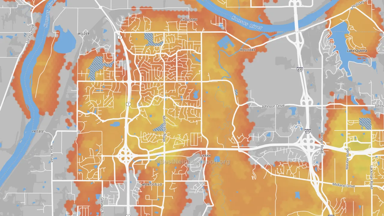 Bike Grade map of 66218, KS