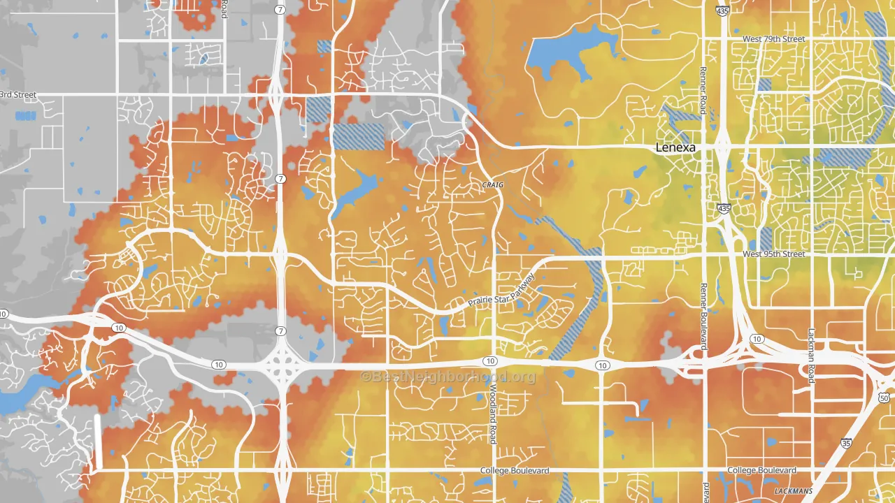 Bike Grade map of 66220, KS