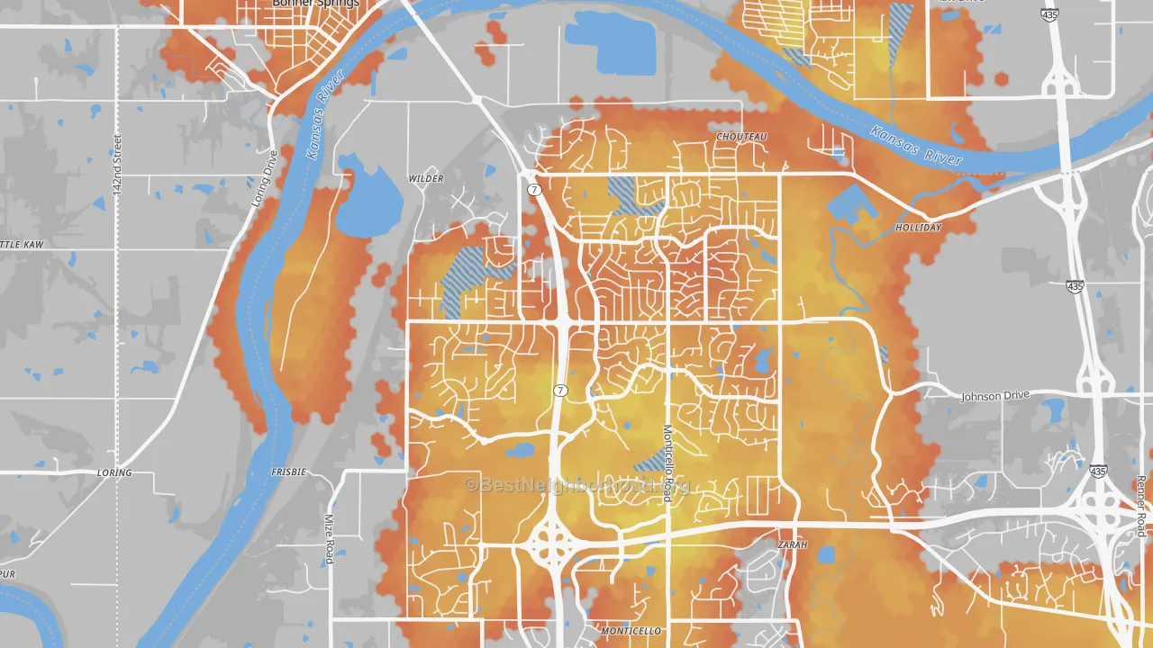 Bike Grade map of 66226, KS
