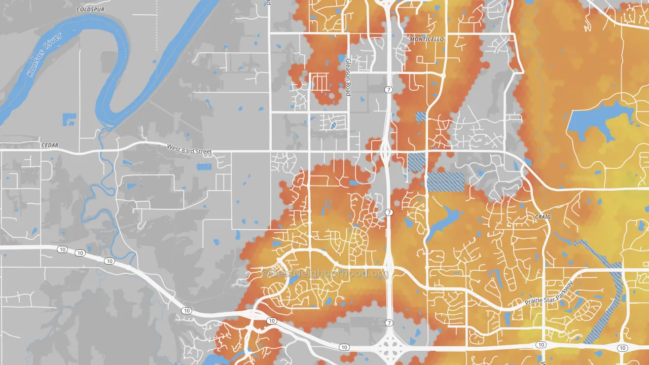Bike Grade map of 66227, KS