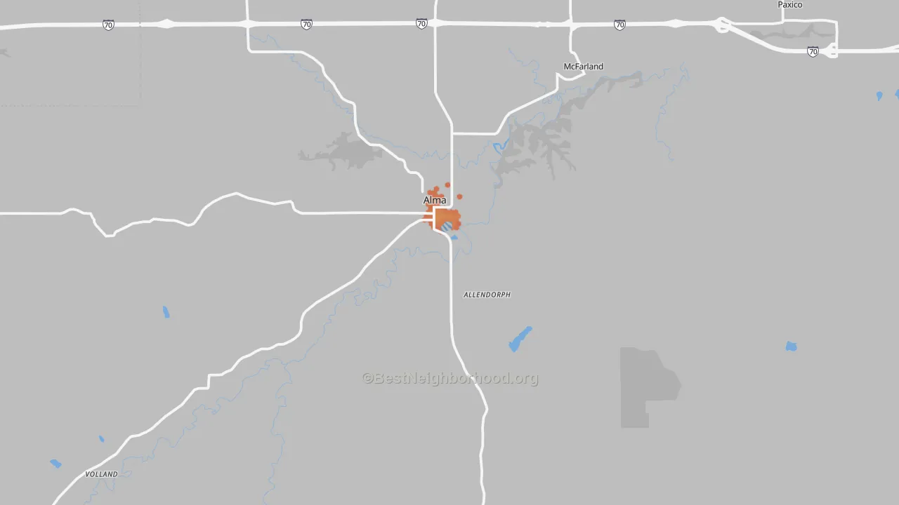 Bike Grade map of 66401, KS