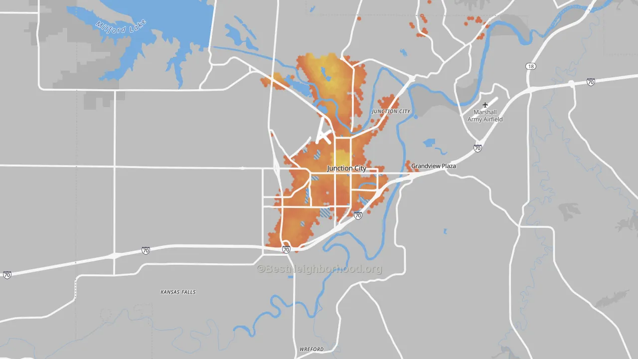 Bike Grade map of 66441, KS