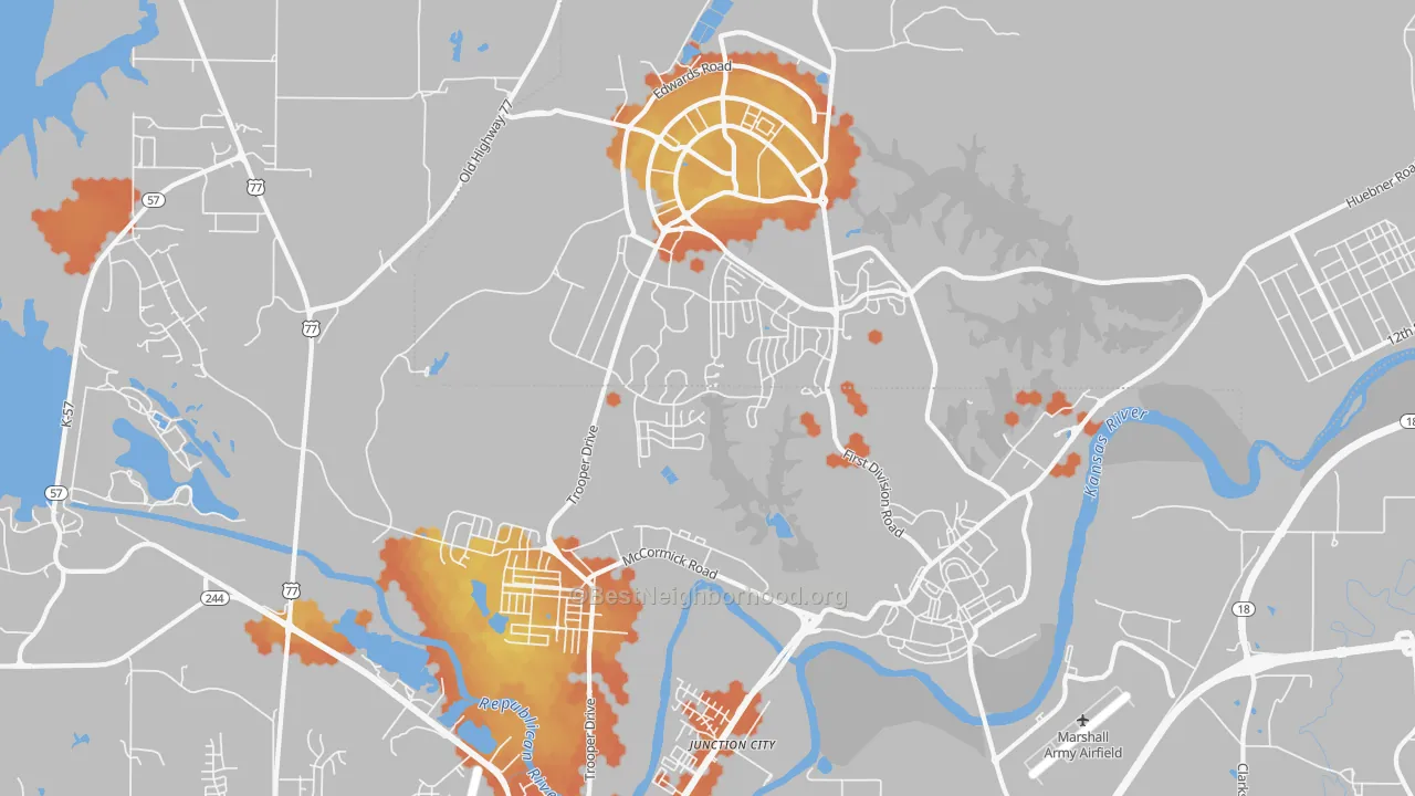 Bike Grade map of 66442, KS