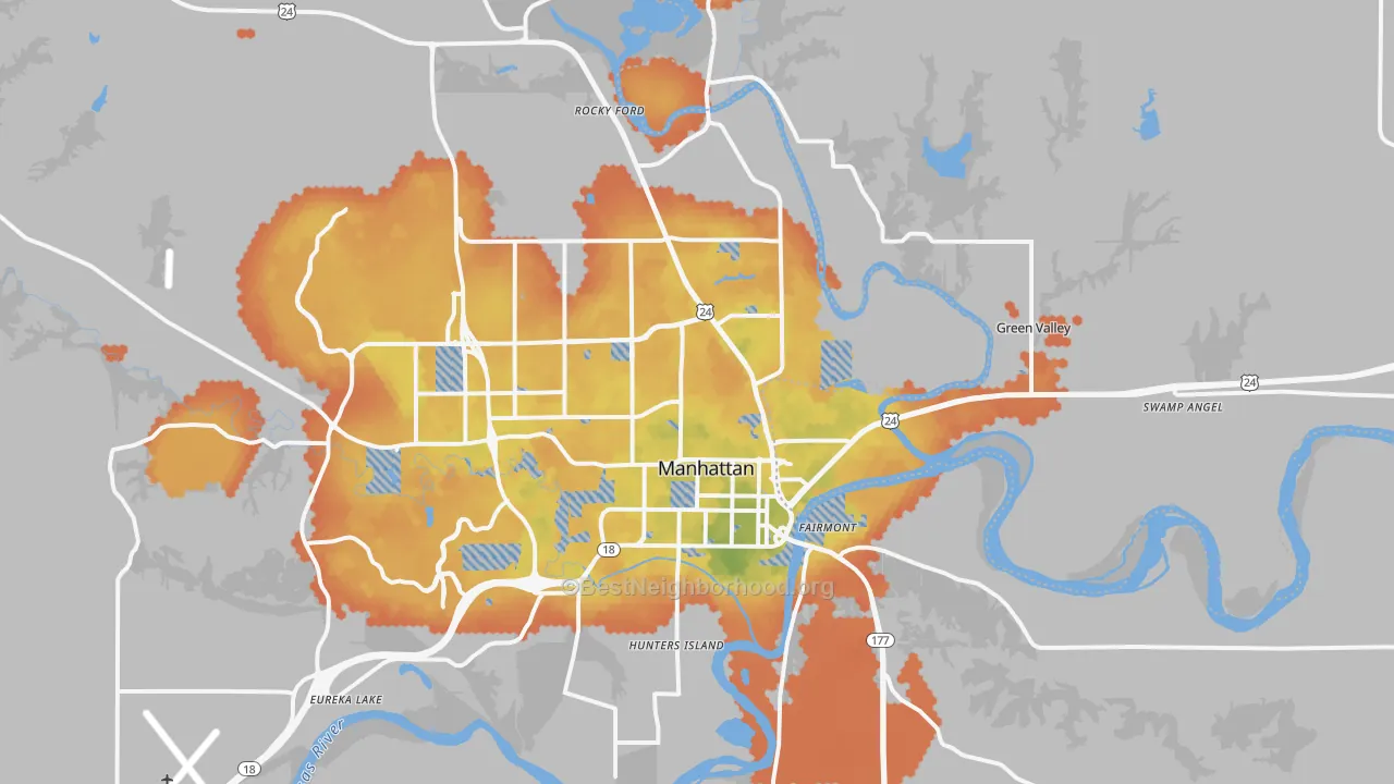 Bike Grade map of 66502, KS