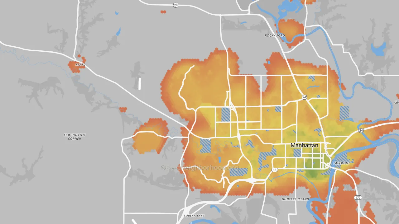 Bike Grade map of 66503, KS